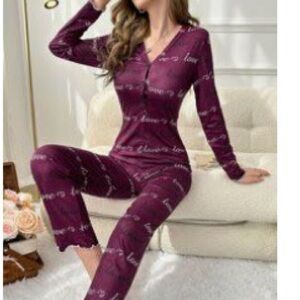 SHEIN Plum Script Pajama Set